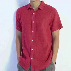 PacSun Red Textured Classic Camp Shirt